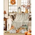 thumbnail image 2 of Fall Pumpkin Flannel Blanket for Bed,Travel and Camping, Sunflower Leaf Super Soft Cozy Blanket for All Seasons 40"x60", 2 of 6