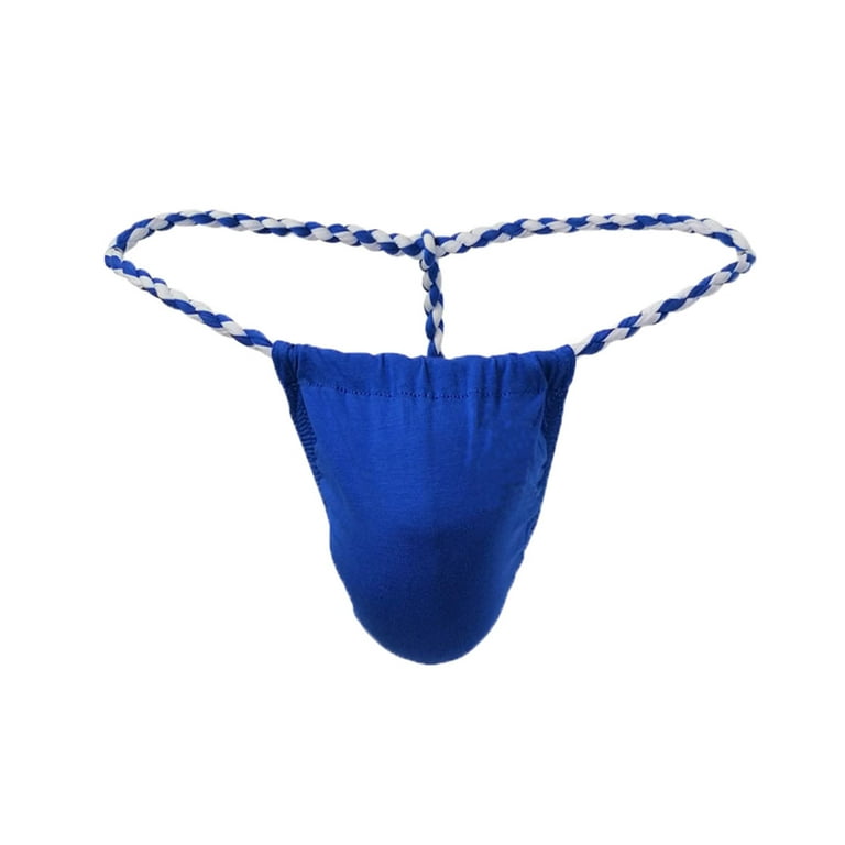 Men's See-Through Thong G-String Underwear, Men's Hot T-Back Thong G-String  Birthday Gift for Boyfriend Blue XXL 