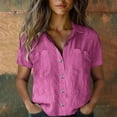 thumbnail image 2 of Yubnlvae Hot Pink Women Cotton Shirt Printed Fashion down Shirts Casual Tops Short Sleeve Blouse, 5Xl, 2 of 9