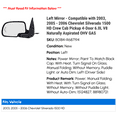 thumbnail image 2 of Left Mirror - Compatible with 2003, 2005 - 2006 Chevy Silverado 1500 HD Crew Cab Pickup 4-Door 6.0L V8 Naturally Aspirated OHV GAS, 2 of 2