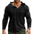 thumbnail image 6 of WTOBBY Men's Hooded Button-Up Long Sleeve T-Shirt Casual Three-Button Design, Comfortable Solid Color Top for Daily Wear, Layering, and Cool Weather Outfits,Black L, 6 of 6