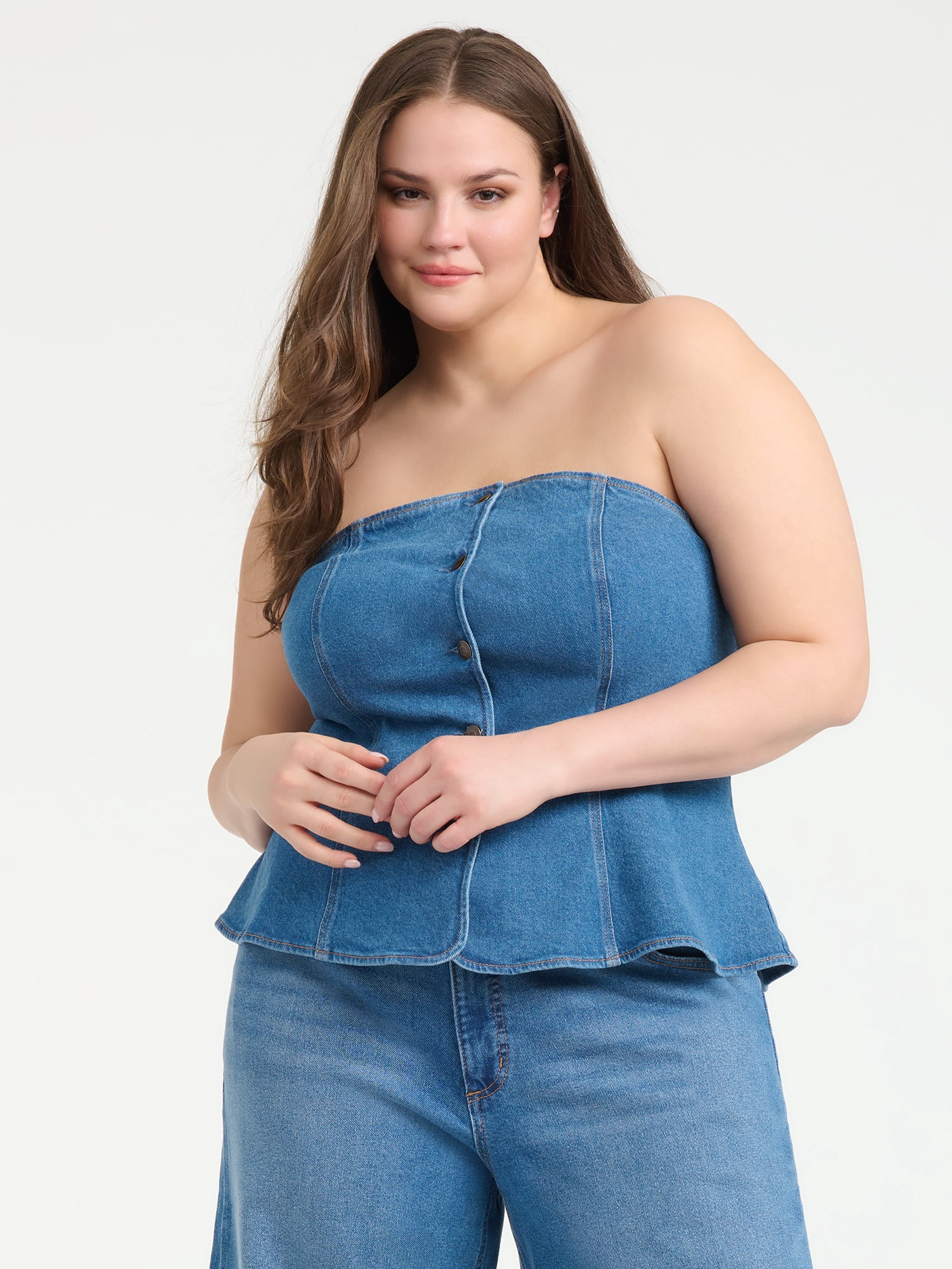 Sofia Vergara Women's Buttoned Tube Top, Sizes XS-4X