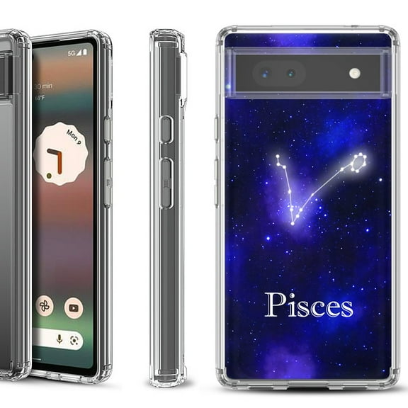 Shockproof Bumper Phone Case for Google Pixel 6a, by OneToughShield ® - Pisces