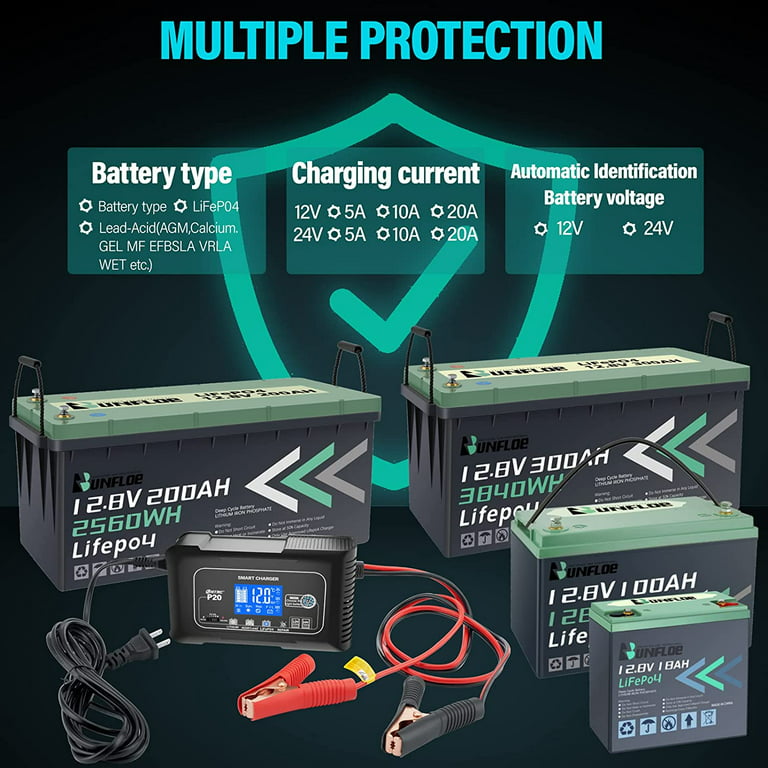 AIMS Power Batería de litio 12V 200Ah LiFePO4 con