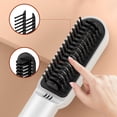 thumbnail image 4 of Mini peine alisador eléctrico portátil de calentamiento rápido, recargable, multifuncional, para cabello liso, color blanco perla, 4 of 13