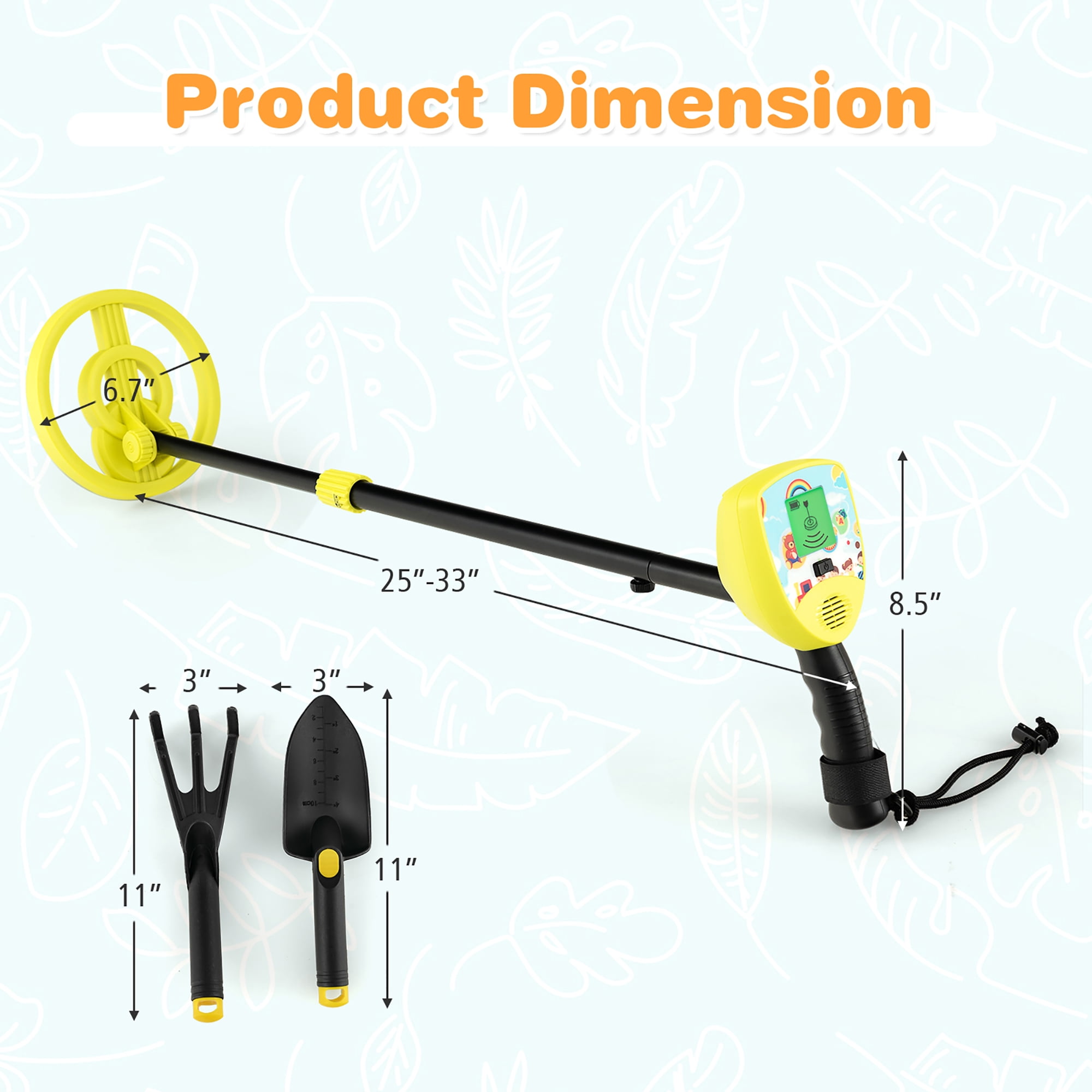 Gymax Metal Detector for Kids Waterproof Kids Metal Detector w/ Waterproof Search Coil