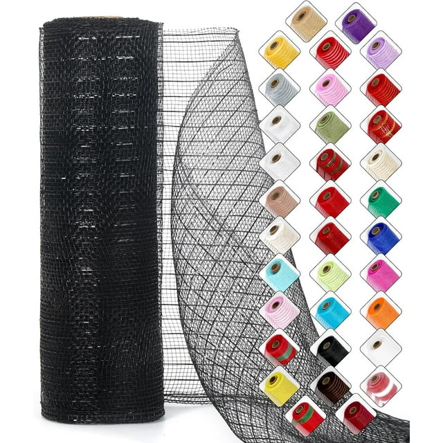 Mesh Ribbon for Wreaths 10 Inch x 30 Foot Wreath Mesh Rolls with Shiny Metallic Foil for Easter Christmas Party Wedding Home Decor DIY Craft Projects and Gift Wrapping