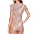 thumbnail image 3 of Uemuo Rose Gold Glitter Splatter Pattern Women's One Piece Short Sleeve Swimsuit Rash Guard Surfing Modest Quick-drying Swimsuit Beach Essentials-XX-Large, 3 of 9