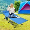 thumbnail image 3 of Costway Folding Camping Cot Heavy-Duty Outdoor Cot Bed w/ Side Storage Pocket Blue, 3 of 10