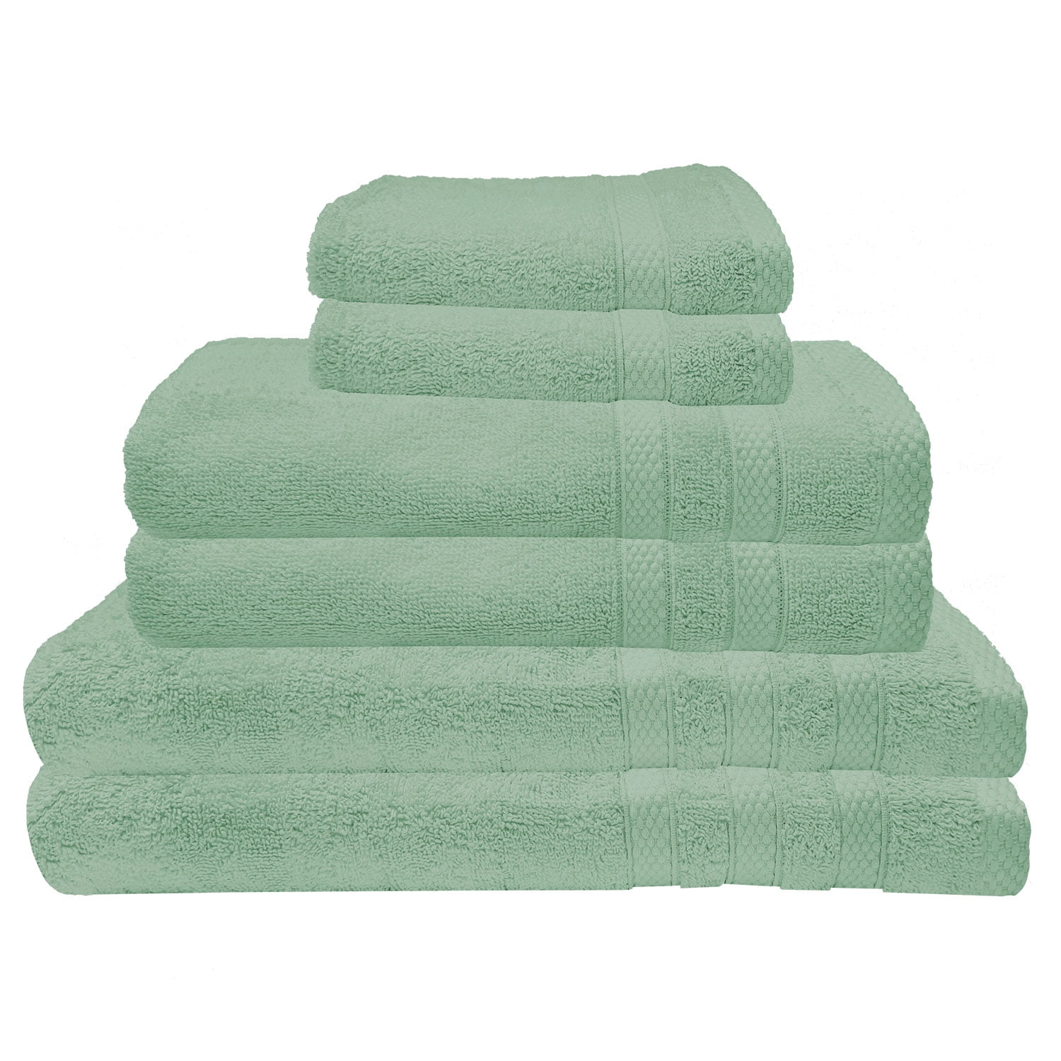 Premius Premium 6Piece Combed Cotton Bath Towel Set, Granite Green