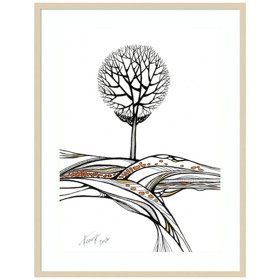 Amanti Art The Round Tree Wood Framed Wall Art Print