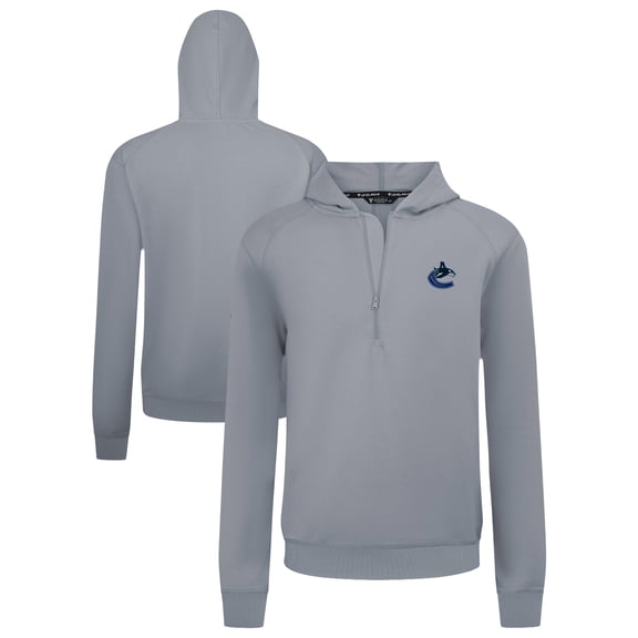 Men's Levelwear Gray Vancouver Canucks Technic Quarter-Zip Pullover Hoodie