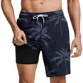 thumbnail image 2 of Shorts for Men with Liner Summer Plus Size Hawaiian Printed Elastic Waist Drawstring Summer Beach Shorts with Pockets, 2 of 6