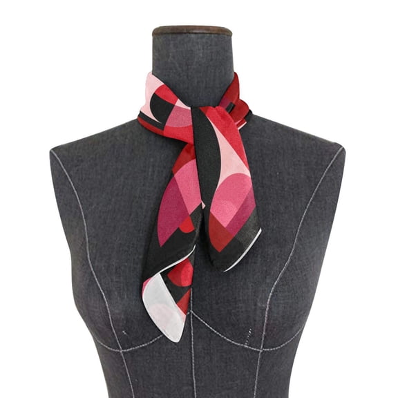 Square Scarf 24x24 Inch Red and Black Record Pattern Silky Satin Sun Protection Neck Scarf for Women Multi-Purpose Head Wrap Bandana for Hair Bag Decoration