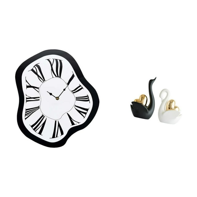 Reloj De Pared Acrílico Distorsionado Con Figuras De Cisne. Pieza única, Creativa Y Lujosa, Con Efecto Derretido. Adorno De Mesa Para Tienda O Entrada.