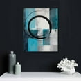thumbnail image 4 of COMIO  Teal and Grey Abstract Geometric Circle Canvas Wall Art Rustic Turquoise Blue Prints Artwork for Living Room Bedroom Wall Decoration, 4 of 4