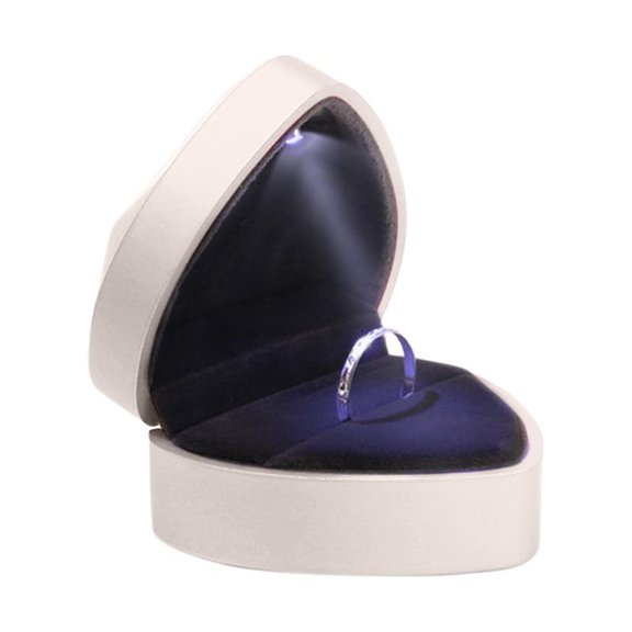 VerPetridure Heart Jewelry Ring Box White Heart Shaped Ring Protection Box Drop Resistant Solid Color at Dressing Table