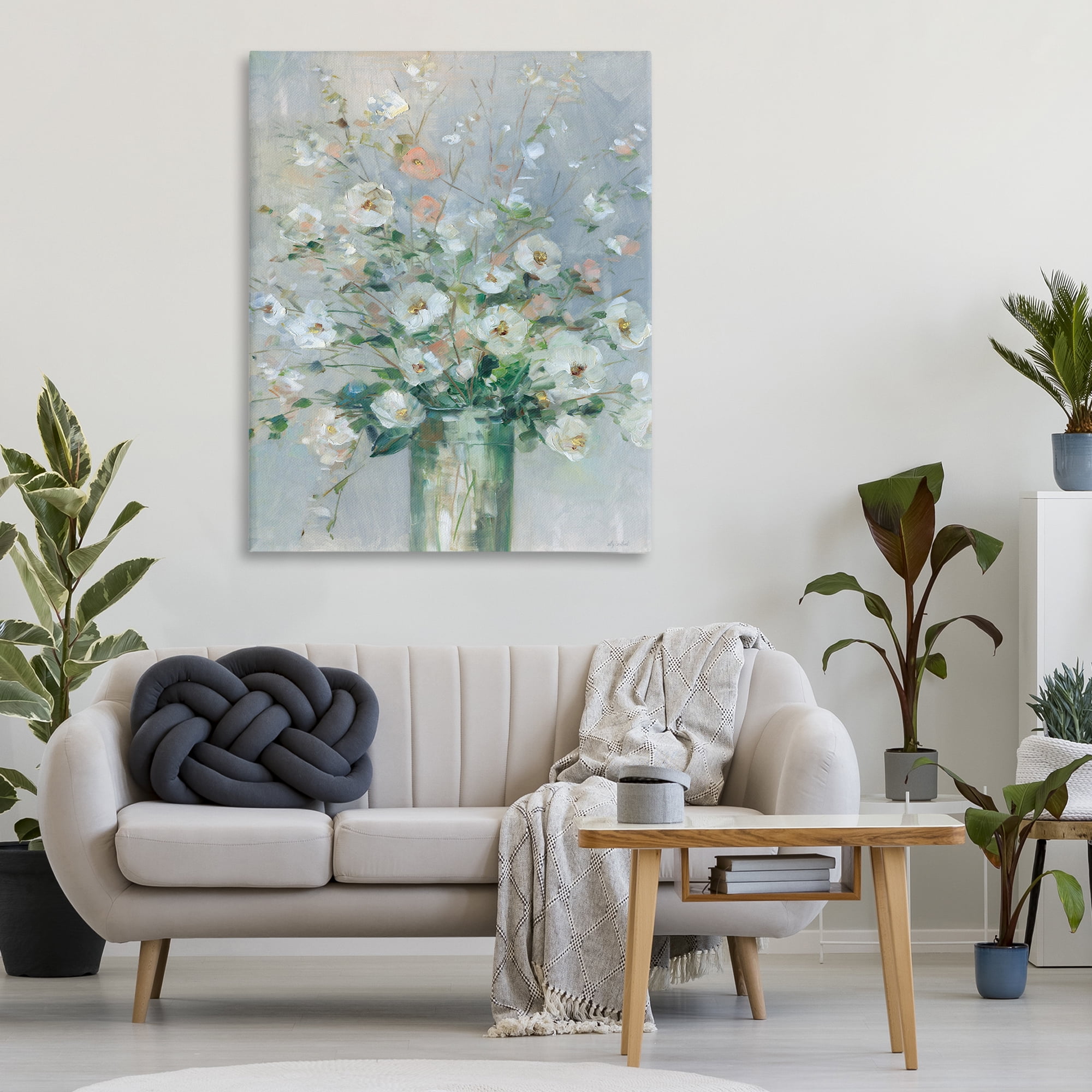 Stupell Industries Delicate White Blossoms Impression Canvas Wall Art, design by Sally Swatland