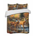 thumbnail image 2 of Quilts Twin XL Size, Orange Autumn Deer Soft Comforter Bedding Set for Bed, Forest Vintage Elk Lightweight Quilted Bedspread with Pillow Cover(2 Pieces) for All Season, 68x98 Inch, 2 of 6