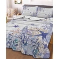 thumbnail image 3 of Quilts Full Size Bedding Set, Purple Coastal Lightweight Quilted Comforter, Beach Nautical Coral Starfish Vintage Soft Reversible Bedspread Coverlet with Pillow Covers for All Season, 78" x 90", 3 of 7
