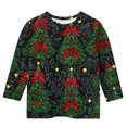thumbnail image 4 of YUNAFFT Garçons & Filles Imprimé de Noël Coton Extensible Manches Trois-Quarts Hauts Décontractés 4-14 Ans, 4 of 5