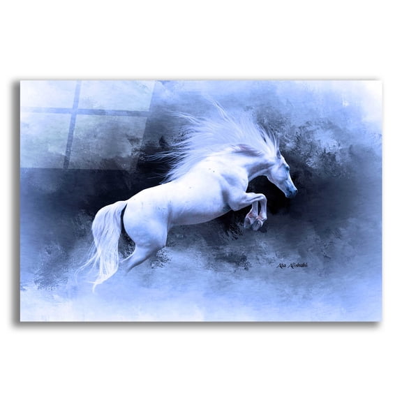 Epic Art 'White Horse' by Ata Alishahi, Acrylic Glass Wall Art, 16"x12"