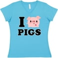 thumbnail image 3 of Inktastic I Love Pigs Women's V-Neck T-Shirt, 3 of 5