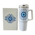 thumbnail image 1 of et de 2 piezas, Termo acero inoxidable blanco y libreta estilo francés color blanca, Ojo Turco, 1 of 6