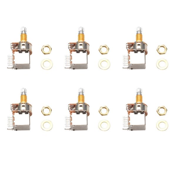 6X A500K PotencióMetro Push Pull Switch Splined Dpdt Pot Shaft 25mm Guitarra Eléctrica Tone Volume Parts Guitar Parts