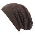 thumbnail image 4 of MIASHUI Women's Winter Loose Knit Breathable Slouchy Hat with Lace Pattern Warm Casual Cap Coffee, 4 of 8