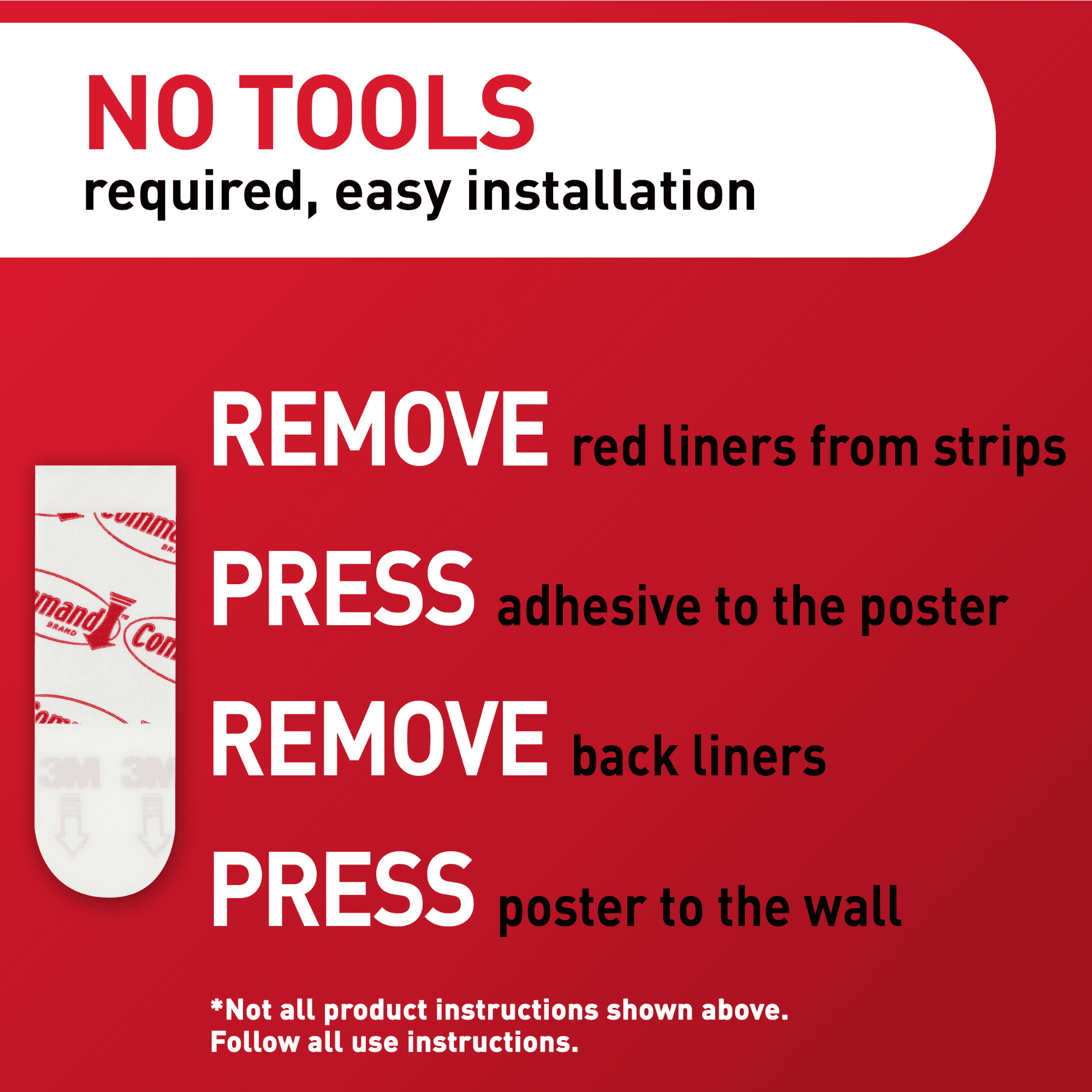 Command 17024-60ES 60-Pack  Poster Strip Pack - Quantity 6