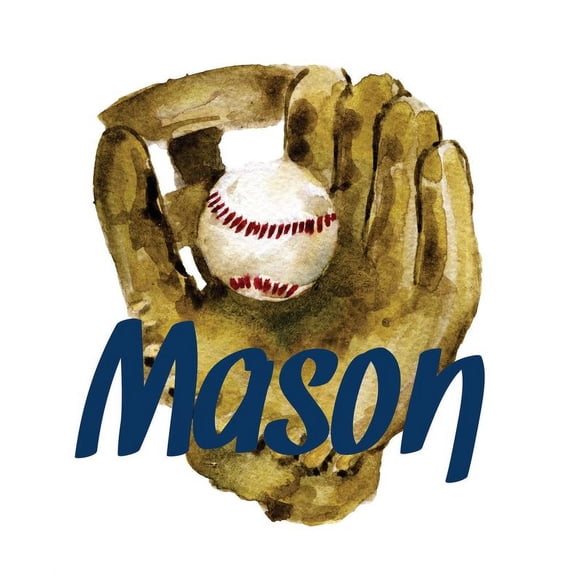 Personalized Name Vinyl Decal Sticker Custom Initial Wall Art Personalization Decor Sticker Boys Baseball Glove Sports Bedroom 10 Inches X 10 Inches