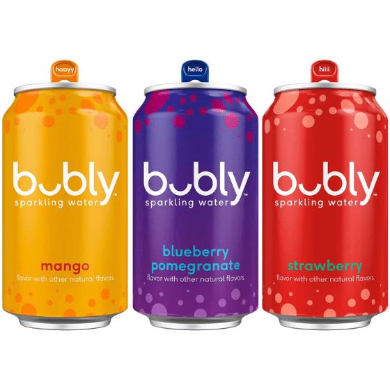 bubly Sparkling Water Variety Pack, (Mango , Blueberry Pomegranate, Strawberry) 12 fl. oz., 24 pk.