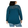 thumbnail image 2 of Style & Co Women's Plus Long Sleeve Crochet-Trim Top Teal Size 2X, 2 of 4