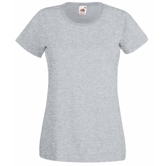 Fruit Of The Loom- Camiseta de manga corta Valueweight para mujer (Gris Jaspeado)