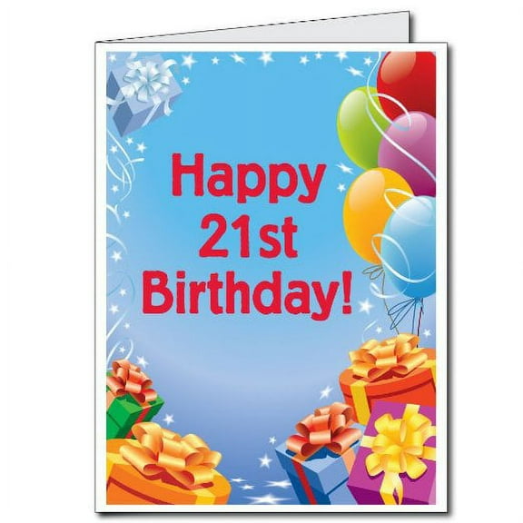 2'x3' Giant 21st Birthday Card w/Envelope - Presents and Balloons