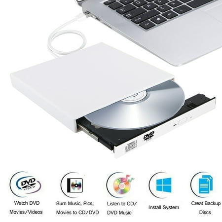 USB 2.0 External CD DVD Drive, USB 2.0 CD DVD +/-RW Writer Rewriter Burner ROM Combo Drive, High Speed Data Transfer, Slim Portable for Notebook Laptop Desktop PC Windows 10/8/7/Vista/Linux/Mac (Best External Cd Burner)