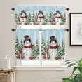 thumbnail image 2 of Christmas Snowman Kitchen Curtains and Valances Set, Winter Christmas Tree Cardinals Light Blue Rod Pocket Window Valance Window Curtain Panels for Living Room Bedroom Laundry, 27.5x36in, 3 Pieces, 2 of 7