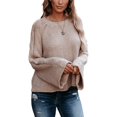 thumbnail image 5 of LYXSSBYX Womens Sweaters Plus Size Clearance Women's Solid Color Casual Long-Sleeved O-neck Pullover Sweater, 5 of 9