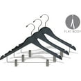 thumbnail image 2 of The Great American Hanger Company Black Wooden Combo Hanger with Adjustable Cushion Clips, Case of 50 Flat Hangers with Notches, 2 of 2