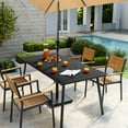 thumbnail image 6 of Pellebant 70.9" x 33" Outdoor Dining Table for 6-8, Aluminum Patio Table with Slat Top & Umbrella Hole, All-Weather & Rust-Resistant，Black, 6 of 8