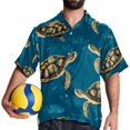 thumbnail image 4 of Turtle Seamless Men's Short Sleeve Beach Shirts, Casual Button Down Poplin Printed Summer Tops - Unisex, 4 of 6