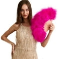 thumbnail image 5 of Handheld Marabou Feather Fan, 1920s Vintage Style Flapper Hand Fan for Costume Party and Dancing-Fuchsia, 5 of 7