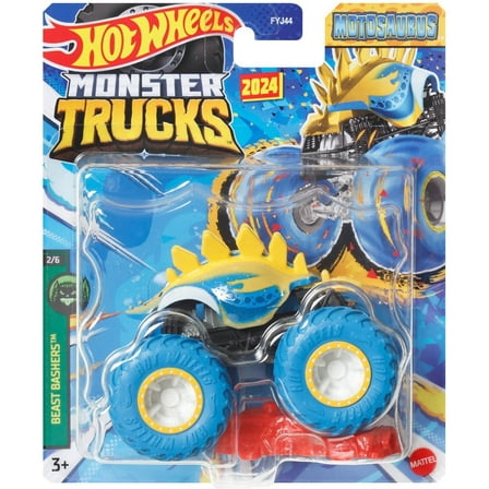 Hot Wheels Beast Bashers Motosaurus Diecast Car (Yellow & Blue)