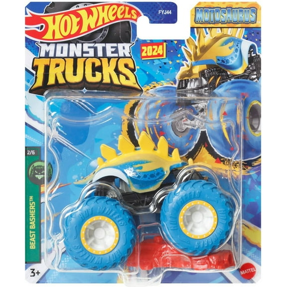 Hot Wheels Beast Bashers Motosaurus Diecast Car (Yellow & Blue)