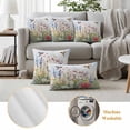 thumbnail image 6 of Spring Floral Outdoor Waterproof Pillow Covers, Botanical Blossom Seasonal Wildflower Decorative Square Throw Pillowcase Sofa Cushion Sham for Patio/Couch/Chair, 18"x18" 2 Pack, 6 of 8