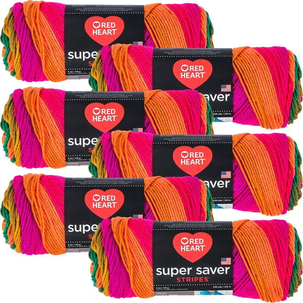 Red Heart Super Saver Yarn Preppy Stripe Multipack Of 6