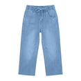 thumbnail image 6 of SAWOBUUN Womens Denim Capri Pants Drawstring Elastic Waist Cropped Jeans Casual Straight Leg Capris Summer Jeans, 6 of 8