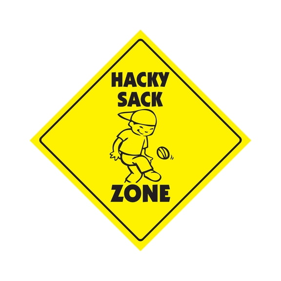 Hacky Sack Crossing Sign Zone Xing | Indoor/Outdoor | 12" Tall kick college game foot sack
