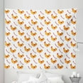 thumbnail image 1 of Hen Tapestry, Continuous Pattern of Doodle Chicken and Leafy Branch, Fabric Wall Hanging Decor for Bedroom Living Room Dorm, 5 Sizes, Orange Dark Pink, by Ambesonne, 1 of 1